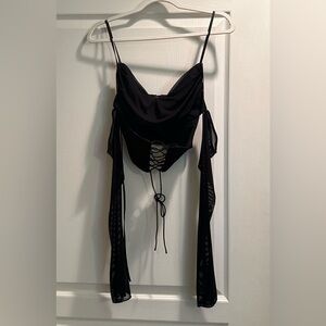 Oh Polly mesh black long sleeve top size 4